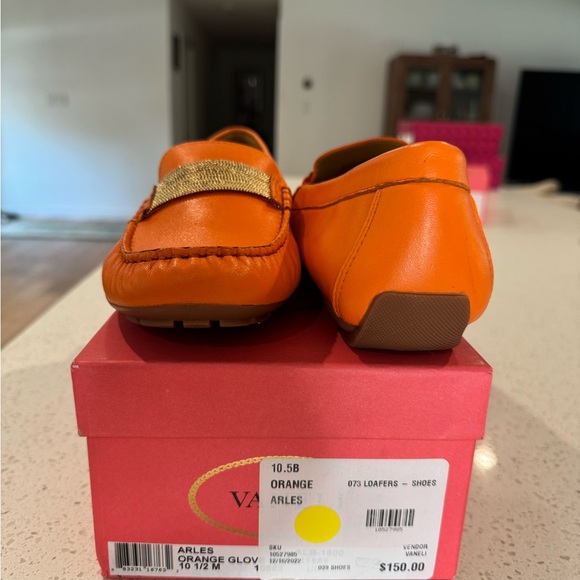 Vaneli Orange Loafers with Gold Detail - Picture 3 of 3